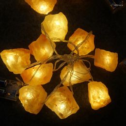 Strings White Salt Lamp Battery 10 LED Natural Crystal Warm Lights String Indoor Outdoor Home Decor