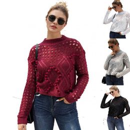 Sweater Wholesale New Arrivals Elegant Unique Hollow Out Pullovers Jumpers Women Knitted Popcorn for Ladies