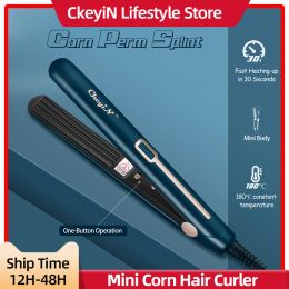Straighteners CkeyiN Ceramic Hair Crimper Iron Corn Splint Crimping Iron Barrel Hair Waver Curling Wand Fashion Styling Tools Curler Modeler