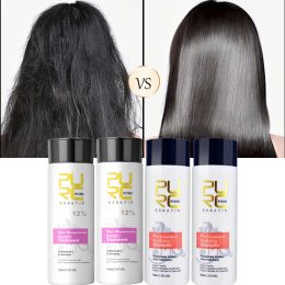 Treatments PURC Professional Keratin Hair Treatment Set Straightening Curly Conditioner Repair Damaged Frizzy Smoothing Shampoo Hair Care