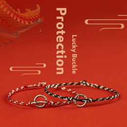 Handmade Tibetan Buddhist Braided Chinese Lucky Buckle Red Rope Bracelet for Women Men Thread Bracelets Friendship Gift 240315
