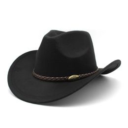 Mens Western Cowboy Hat Women Panama Cowgirl Jazz Hats Outdoor Rider Wide Brim Felt Fedora Caps Sombreros De Vaquero 240311