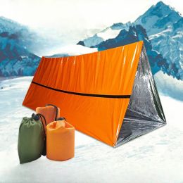 Rifugio di emergenza per 2 persone Coperta termica impermeabile Kit di sopravvivenza di salvataggio SOS Sacco a pelo Tubo di sopravvivenza Tenda di emergenza con fischio