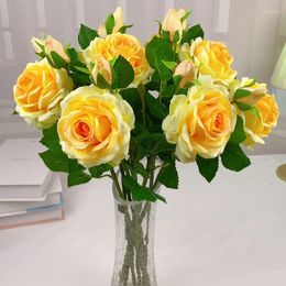 Decorative Flowers 5Pcs Moisturising Rose Artificial Marriage Wedding Decor Bridal Bouquet Fake Roses Home Decoration Party Table Floral