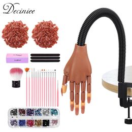 Nail Art Practise Equipment with 100pc False Nails Adjustable Flexible Manicure Training Prosthetic Hand Nail Art False Hand Set 240321