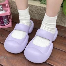 Slippers Women's 2024 Summer Platform Soft Sole Home Shoes Non-slip Mary Jane Concise Cool Sweet Outdoors EVA Women