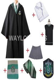 Slytherin Cosplay Robe Cloak Pullover Sweater Shirt Skirt Tie Badge Scarf for Harris costume3118720