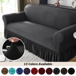 Linens High Stretch Sofa Cover for Living Room Spandex Corner Sofa Covers with Skirt Dustproof Nonslip Sofa Slipcover for Home Hotel