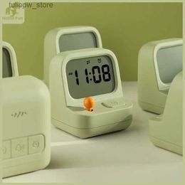 Desk Table Clocks Creative Retro Table Clock Mini Handheld Game Machine Alarm Clock Kids Cute Digital Clock Multi Function Coundown Snooze Desk L240323