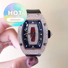 RM Racing Wrist Watch RM07-01 Women's Ceramic Rose Gold Machine 31*45mm Women's Table RM07-01 Rose Gold Original Diamond Red Lip