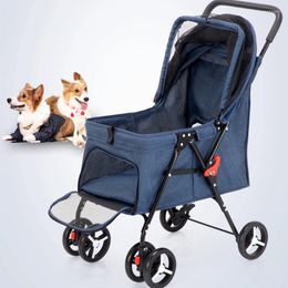 Dog Carrier Stroller And Trolley Easy To Fold Used For Pets During Travelling