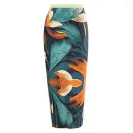 Women's Swimwear Women Floral Print Monokini Skirt With One Shoulder Lace-up Design High Waist Ruffle For Beachwear