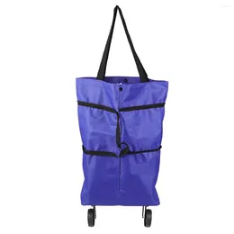 Storage Bags Trolley With Wheels Folding Shopping Bag Grocery Cart Handles Tote