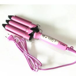 Irons White Gray Professional Hair Waver Wave Curler Ceramic Hair Curling Iron 3 Barrel Clamp Wave Curler