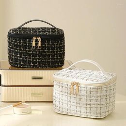 Storage Bags Cosmetic For Women Korean Woven Fabric Bag Travel Toiletry Organizer Zipper Wash Pouch