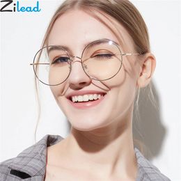 Zilead Oversize Round Glasses Frame For Women Men Retro Metal Clear Len Optical Spectacle Eyeglasses Unisex 240322