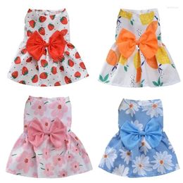 Dog Apparel Summer Bow Floral Princess Dress For Small Dogs Cats Wedding Dresses Chihuahua Pet Skirt York Clothes