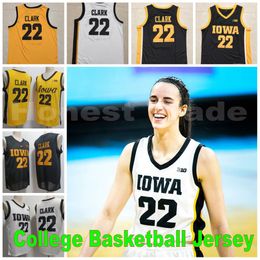 College Iowa Hawkeyes 22 Caitlin Clark Men Basketball Jerseys Clark Yellow White Stitched Basketball Jersey