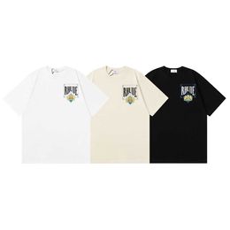 Men's T-shirt Chaopai Rhude Micro Label Poker Card Printed Short Sleeved T-shirts for Men and Women High Street Loose Half Sleeves