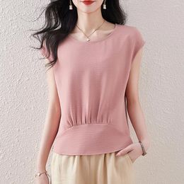 Women's Blouses Korean Cotton Linen Women Shirt Summer Casual Loose Sleeveless Tops Simple O-neck Vintage Shirts Femme