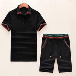 Summer Short Sleeve Thin Polo Shirt Sport Piece New Mens Tracksuit Solid Set Casual Jogging A29