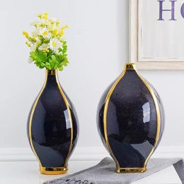 Vases Modern Home Furnishings Ceramic Vase Two-piece Suit Living Room Decorative Ornaments Desktop Flower Arrangement Hydroponic