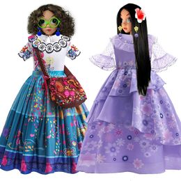 Girls Encanto Dress Kids Mirabel Isabela Princess Costume Children Halloween Party Clothes Girl Carnival Birthday Elegant Dress 240314