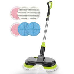 Cordless Electric Mop with Dual Spin Floor Cleaning and LED Headlight