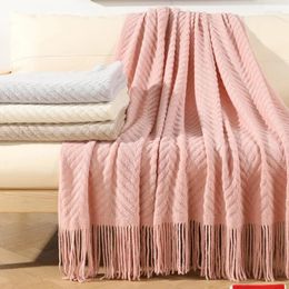 Blankets MIDSUM Twill Knitted Blanket Sofa Chair Cover Decorate Office Nap Air Conditioner Shawl Tassel Bedside Towel Nordic Home