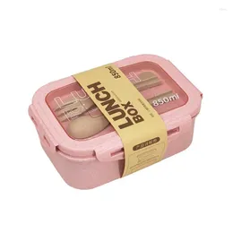 Dinnerware Wheat Straw Lunch Box Sealed Preservation Easy To Clean Transparent Lid Design 3 Colours Available Kitchen Set Bento 850ml
