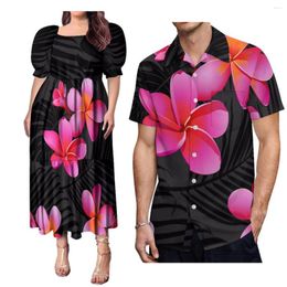 Party Dresses Women'S High Quality Puffy Sleeve Dress And Men'S Shirt Polynesian Fashion 9xl Couple Suit Club