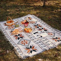 Mat Camping Picnic Mat Throw Blanket Bohemian Style Elegant Design Soft Comfortable Light Weight Home Outdoor Beach Travel Use