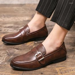 Casual Shoes Luxury Men's Men Leather Loafers Business Office For Driving Moccasins Slip On Buckle