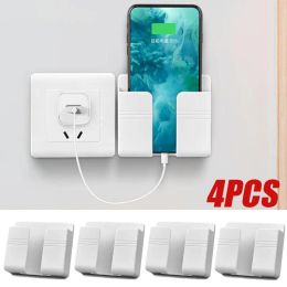 4pcs duvara monte depolama kutusu çok işlevli yumruk ücretsiz organizatör tv uzaktan kumanda diy cep telefonu fiş şarj sahibi