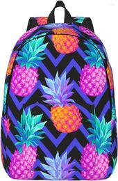 Backpack Casual Lightweight Colourful Pineapple Laptop Men Women Travel Bag Outdoor Canvas Daypack