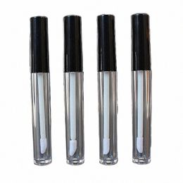 50pcs/lot l Empty Plastic Clear Lip Gloss Tube Lip Balm Ctainer With Black Lid Transprent Round Lipgloss Refillable Bottles D40c#