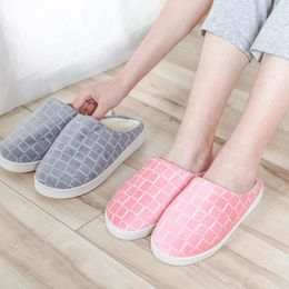 Slippers Cotton Plush Shoes Autumn Winter Korean Style Fashion Indoor Thick Soled Warm Cold Non-slip For Men Women