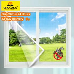 Curtains EROCACA Insect Mosquito Nets Window Screen Mesh Custom Size Tulle Invisible White Fibreglass Summer Against Mosquitoes and Flies