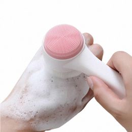 3d Double Silice Facial Cleansing Brush Manual Massage Facial Brush Soft Bristles Exfoliator Double Sided Face W Brush c0qH#