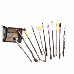 11pcs/set Harry Potter Magic Wand Makeup Brush Set Eyebrow Eyeshadow Cosmetic Brushes Dumbledore Metal Stick Makeup Brush Tools b9PE#