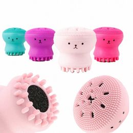 1pc Silice Cleaning Brush Octopus Bubbler Facial Brushes Baby Bath Massager Face Skin Cleaner Pore Deep Cleansing Shower Scrub k14L#