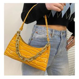 Bag PU Leather Street Crescent Zipper Shoulder Handbag Crocodile Pattern Casual Retro Mini Female Simple Crossbody