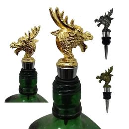 Exquisite Art Divine Dragon Head Bottle Stopper Wine Pourer Whisky Vodka Fresh Plug Holiday Gifts Bar Tool 240315