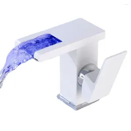 Bathroom Sink Faucets LED Faucet Waterfall Design Single Handle Control Sleek And Modern Sturdy Durable Easy Installation