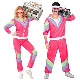 Men's Tracksuits Halloween Cosplay Costumes Unisex 70s 80s Retro Disco Hippie Couple Clothes Sportswear 2 Piece Set Carnival Party Tracksuit