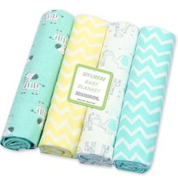 High Quality 4PCSPACK 100 Cotton Supersoft Flannel Receiving Swaddle Baby Bedsheet 7676CM s born 240322