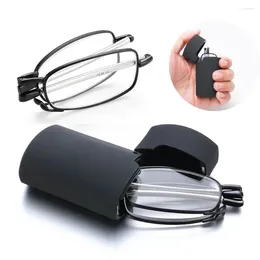 Sunglasses Folding Portable Reading Glasses With Case Unisex Retro Rotation Far Sight Presbyopia Men Women Diopter Eyewear