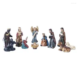 Decorative Figurines Christ Nativity Statue Scene Set Baby Jesus Manger Resin Crafts Miniatures Religious Ornament Church Gift Home