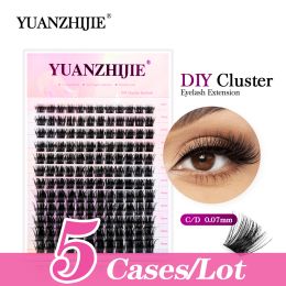 Eyelashes YUANZHIJIE 5cases/lot Fish Tail Lashes Segmented Eyelash Extension Soft DIY Cluster False Lash Individual Clusters Lash