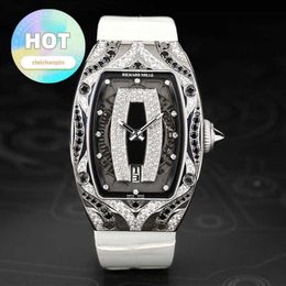 Designer Wrist Watch RM Wristwatch RM007 Platinum Original Diamond Black Lip Women's